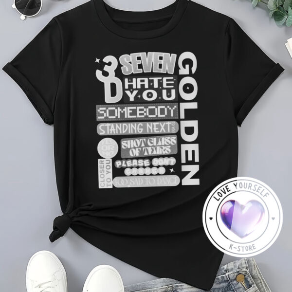 Polera Negra Jung Kook 3D Seven hate you Gris