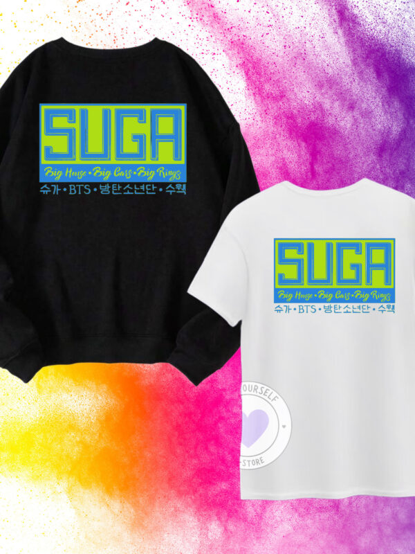 SUGA AMBOS POLERON NEGRO SG SC POLERA BLANCA LETRAS SUGA