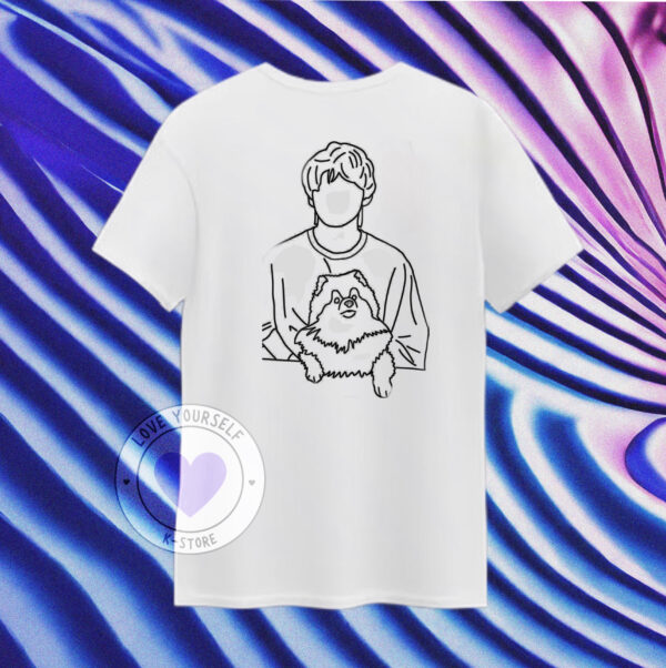 V SILUETA JUNTO PERRITO POLERA BLANCA