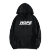 POLERON NEGRO CON GORRO JHOPE HOPE ON THE STREET LETRA BLANCA