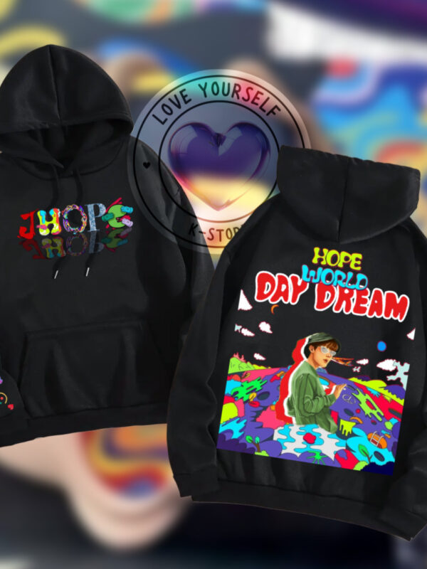 POLERON NEGRO CON GORRO JHOPE HOPR WORD DAY DREAM