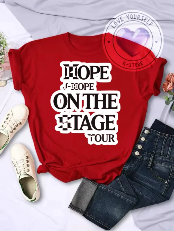 POLERA JH ROJA LETRAS NEGRAS